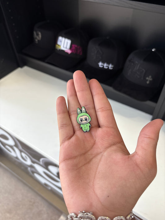 Green labubu pin
